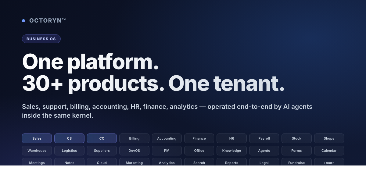 One Platform One Control Octoryn — Run every customer workflow on one platform